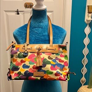 Dooney & Bourke Colorful Duck Pattern Tote with Matching Wallet